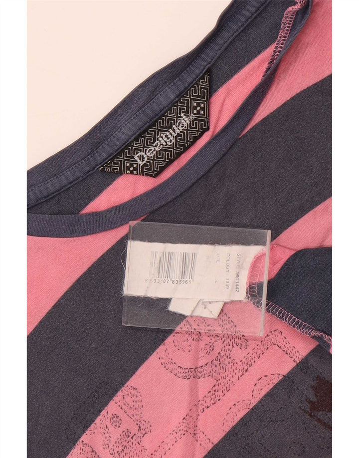 Мужской топ Desigual с рисунком, длинный рукав, большая розовая полоска, хлопок