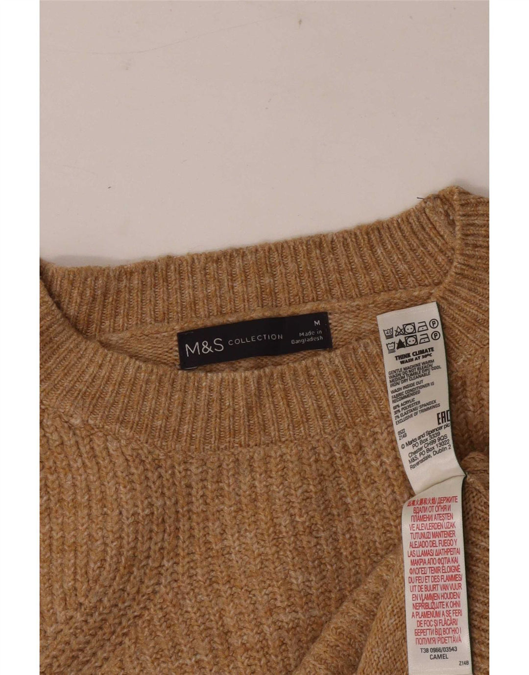 Женский джемпер с круглым вырезом Marks & Spencer UK 14, средний коричневый в крапинку