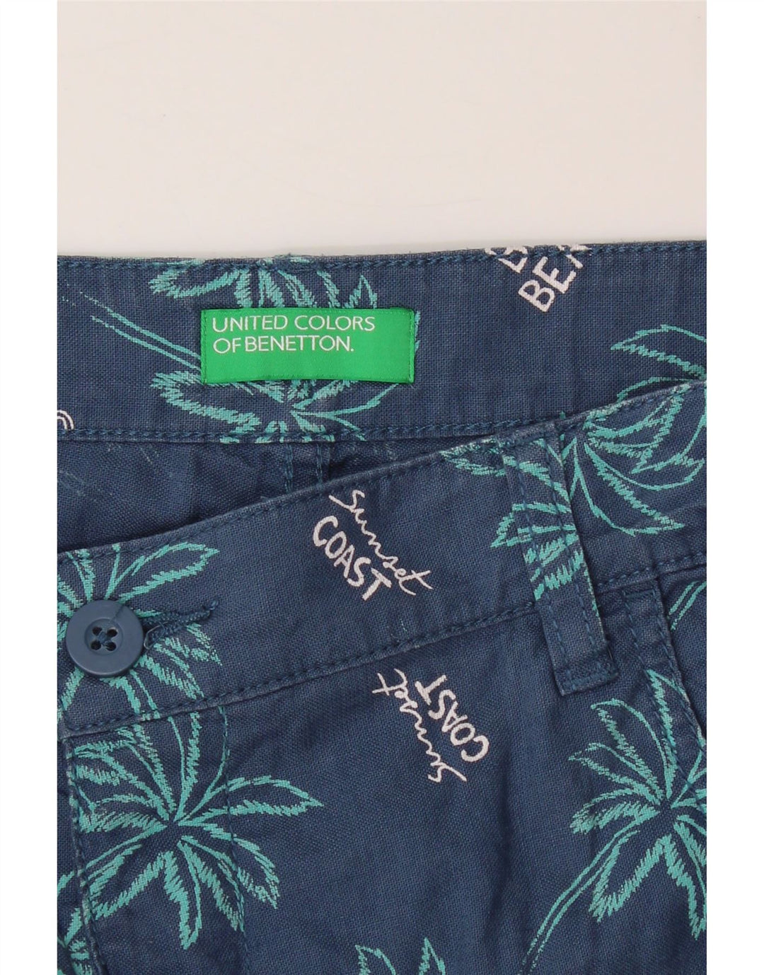 BENETTON Womens Chino Shorts W30 Medium  Blue Floral Vintage Benetton and Second-Hand Benetton from Messina Hembry 
