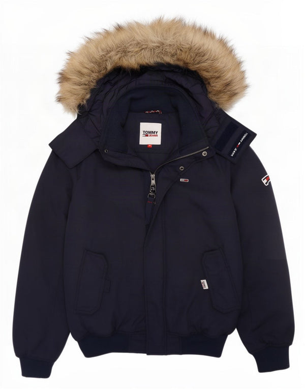 Мужская стеганая куртка с капюшоном Tommy Hilfiger UK 34 XS Темно-синий полиэстер