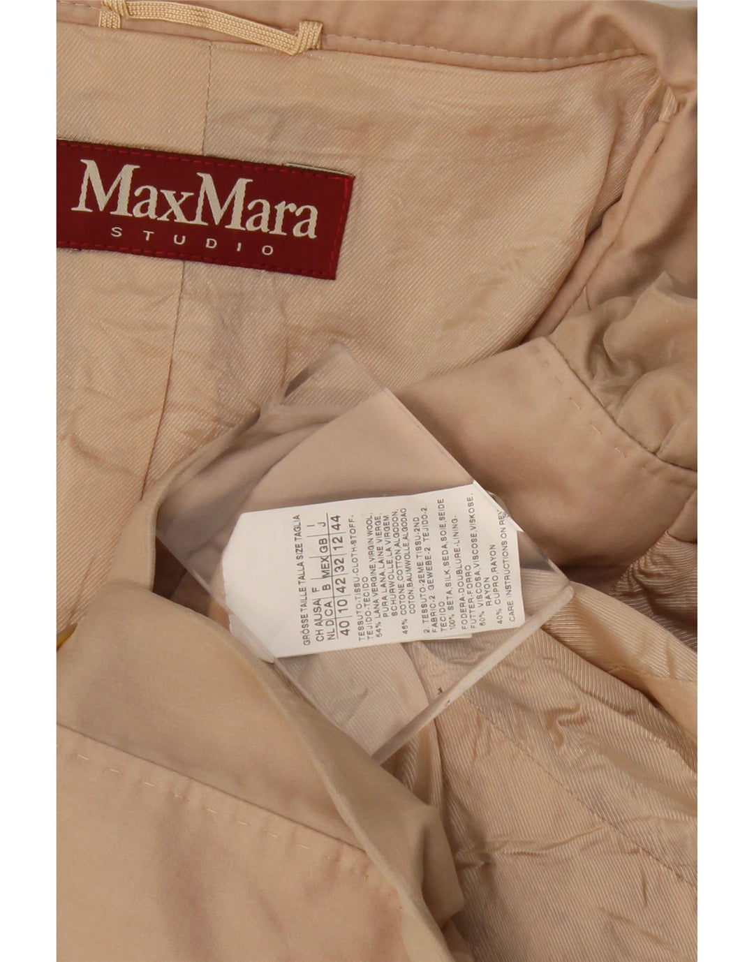 Женский укороченный пиджак с 3 пуговицами Max Mara, Великобритания, 12, средний, бежевый, шерстяной
