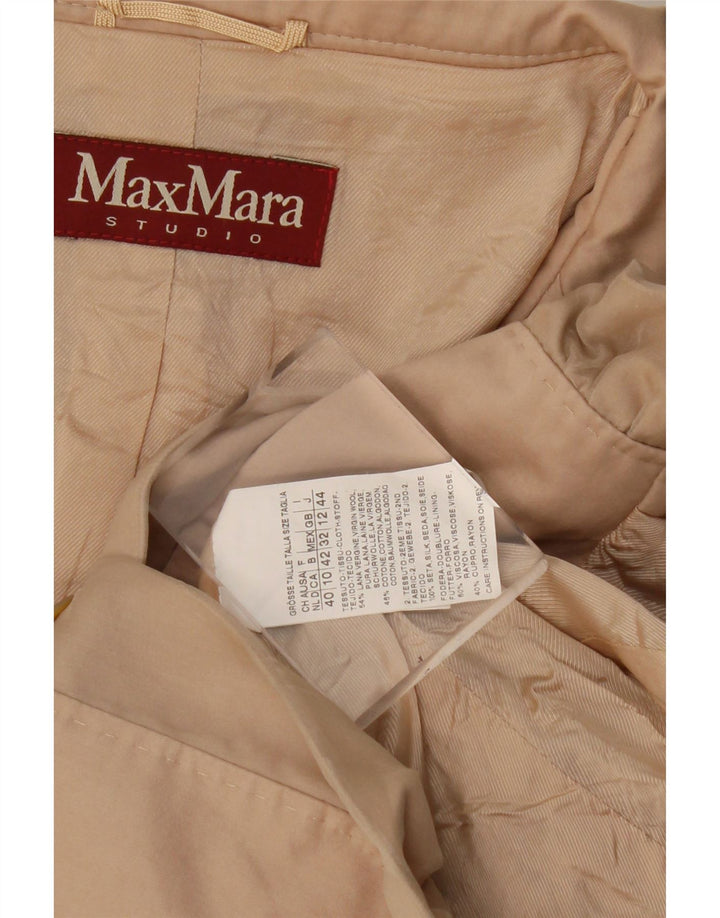 Женский укороченный пиджак с 3 пуговицами Max Mara, Великобритания, 12, средний, бежевый, шерстяной