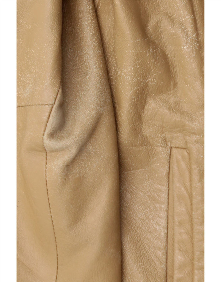 LIVE TREE Womens Leather Jacket UK 12 Medium  Beige Leather