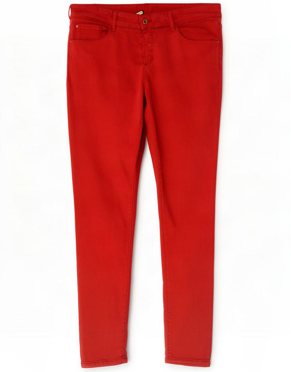 Massimo Dutti Womens Slim Casual Trousers EU 42 Large W32 L28 Red