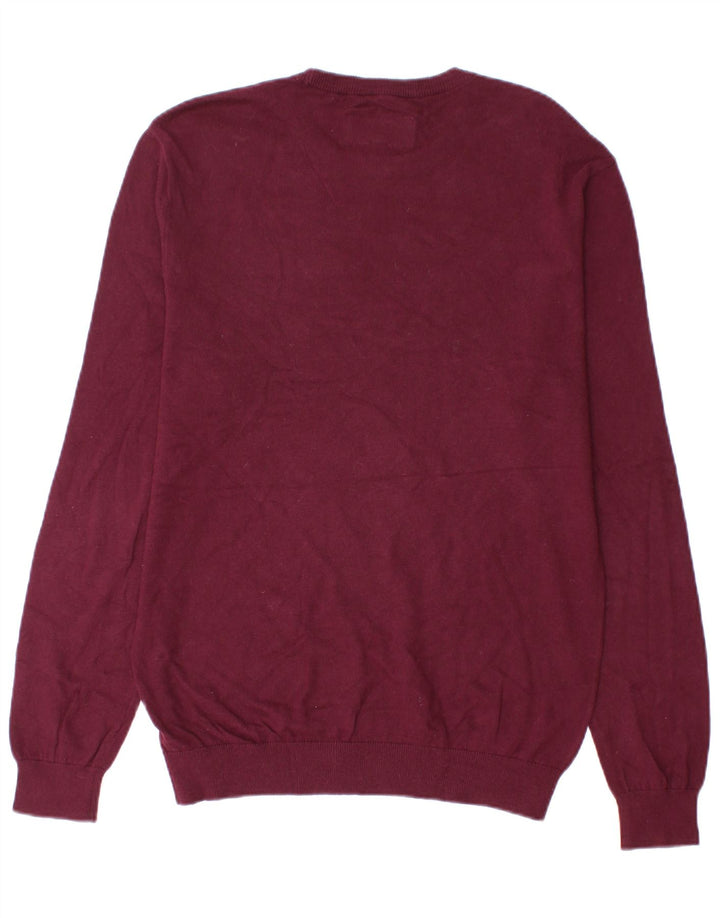 Мужской джемпер с круглым вырезом Jack Wills, средний бордовый хлопковый свитер