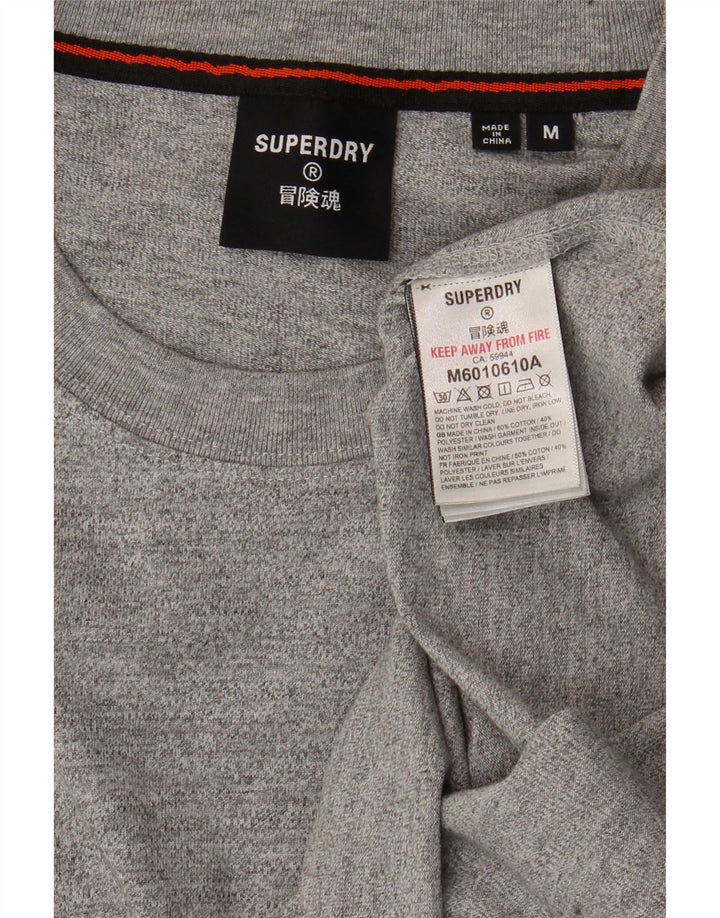 SUPERDRY Мужской топ с рисунком, длинный рукав, средний серый хлопок с крапинками
