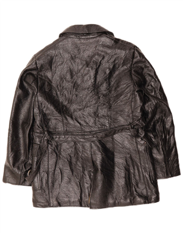 ВИНТАЖНАЯ Мужская кожаная куртка из шерпа UK 38 Средний Черный