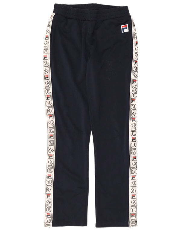Fila Womens Graphic Tracksuit Trousers UK 10 Small Navy Blue Striped Sports