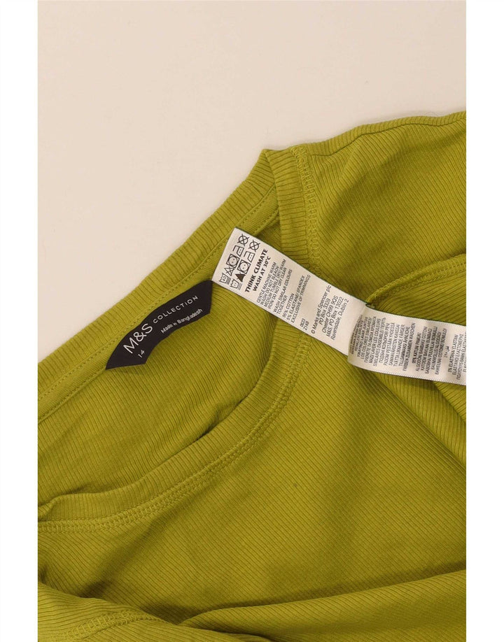 Женский топ с длинным рукавом Marks & Spencer, Великобритания 14, средний зеленый хлопок