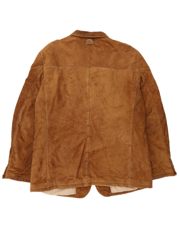 Винтажная мужская замшевая куртка, размер 60, 3XL, коричневая кожа