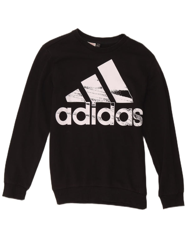 Джемпер с рисунком Adidas для мальчиков 13-14 лет, черный хлопок