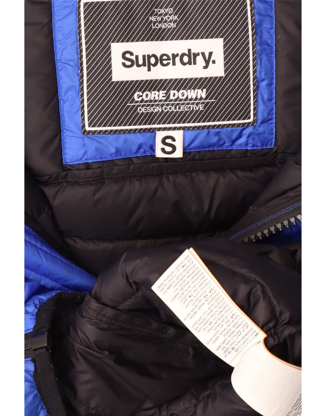 Мужская утепленная куртка SUPERDRY Core с капюшоном UK 36, маленький синий нейлон