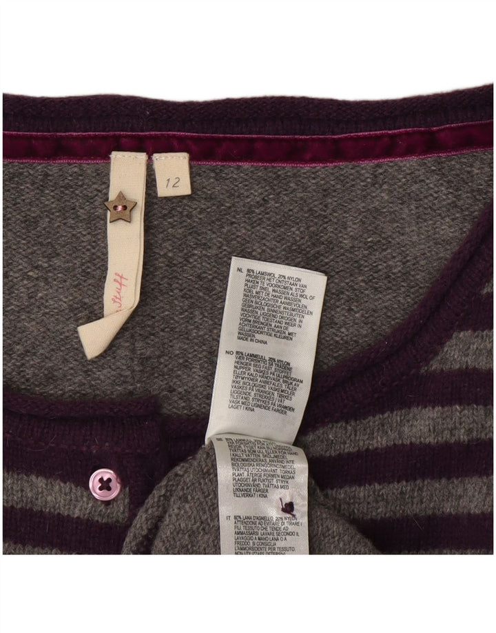 Женский кардиган-свитер White Stuff UK 12, шерсть в серую полоску среднего размера