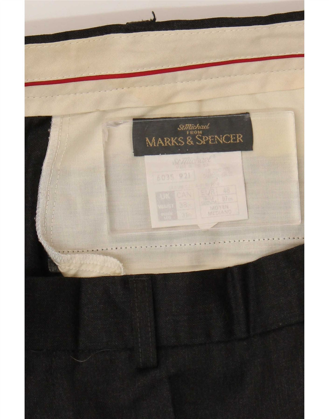Мужские прямые костюмные брюки Marks & Spencer W38 L31 черные шерстяные
