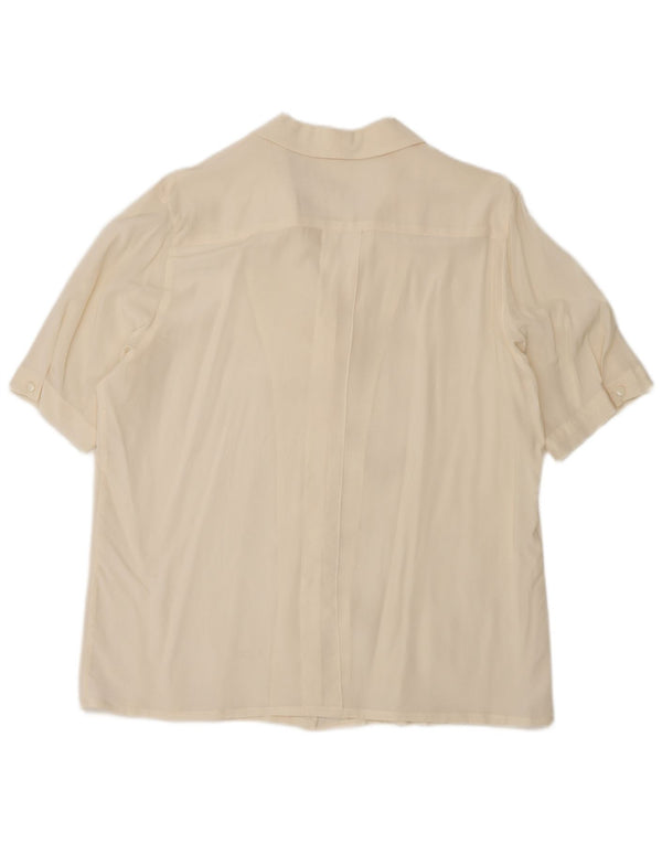 Винтажная женская блузка-рубашка с коротким рукавом UK 18 XL Off White