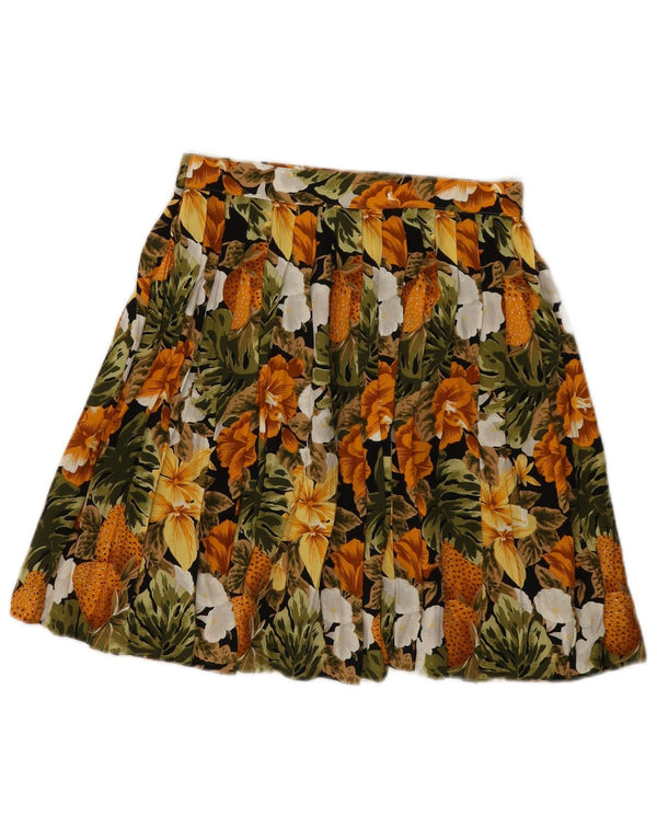 Винтажная женская плиссированная юбка W24 XS, разноцветная с цветочным принтом