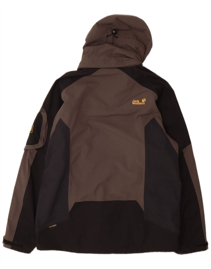 Мужская дождевик Jack Wolfskin UK 40/42, большой серый, полиамид с цветными блоками