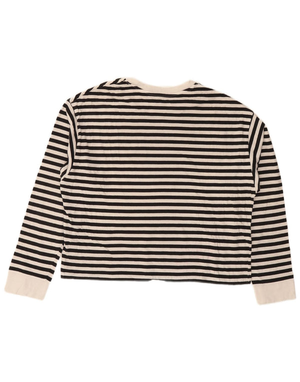 LEVI'S Womens Graphic Top Long Sleeve UK 14 Medium Black Striped
