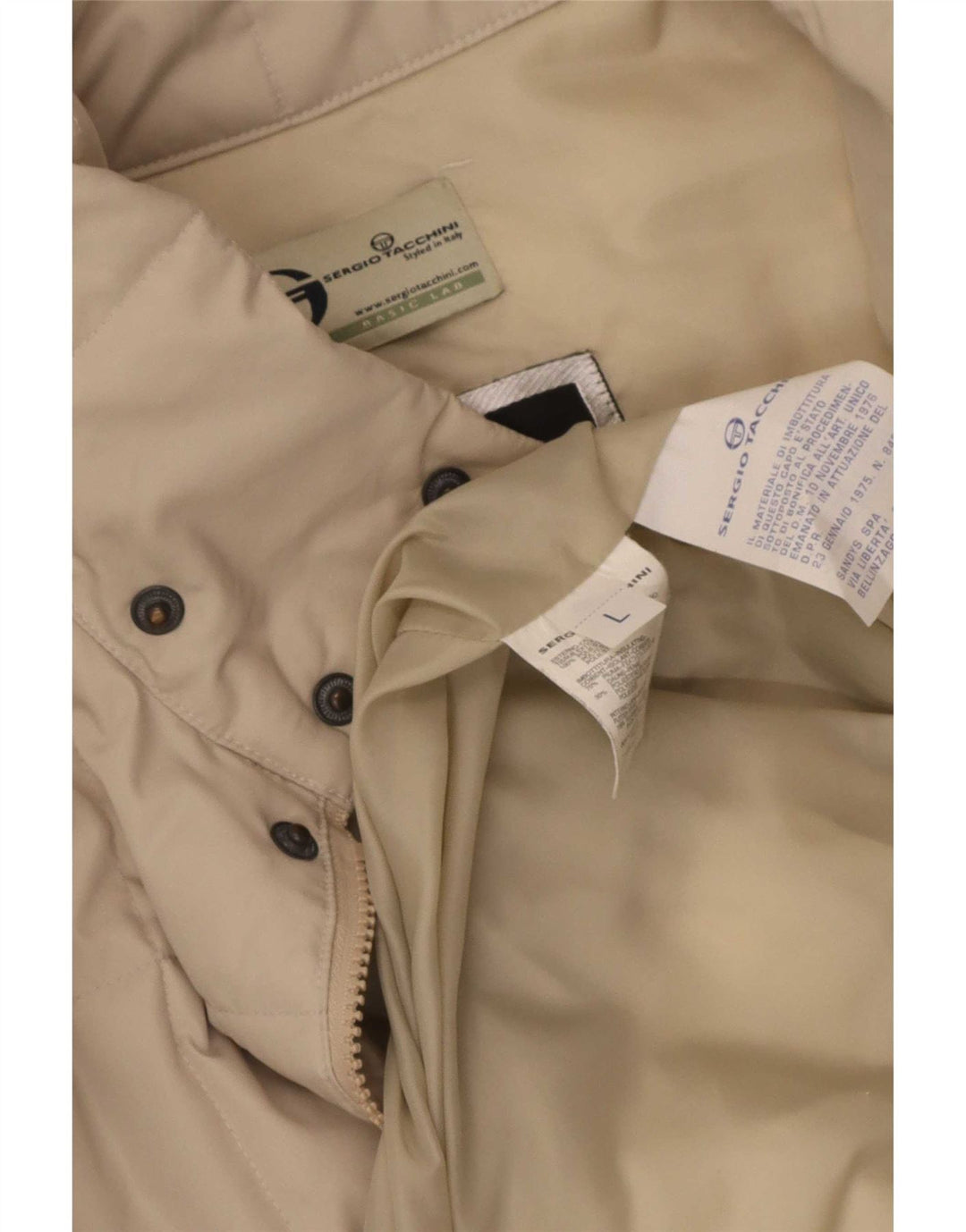 Мужская стеганая куртка Sergio Tacchini UK 40, большая, бежевая, полиэстер