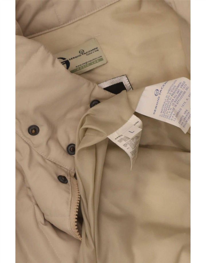 Мужская стеганая куртка Sergio Tacchini UK 40, большая, бежевая, полиэстер