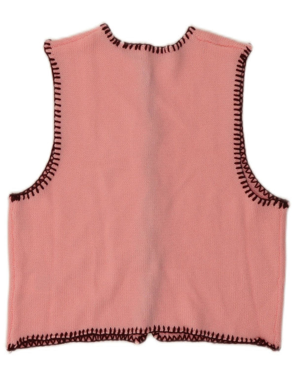 ВИНТАЖНЫЙ женский укороченный кардиган без рукавов, Великобритания, 6 XS, розовый акрил