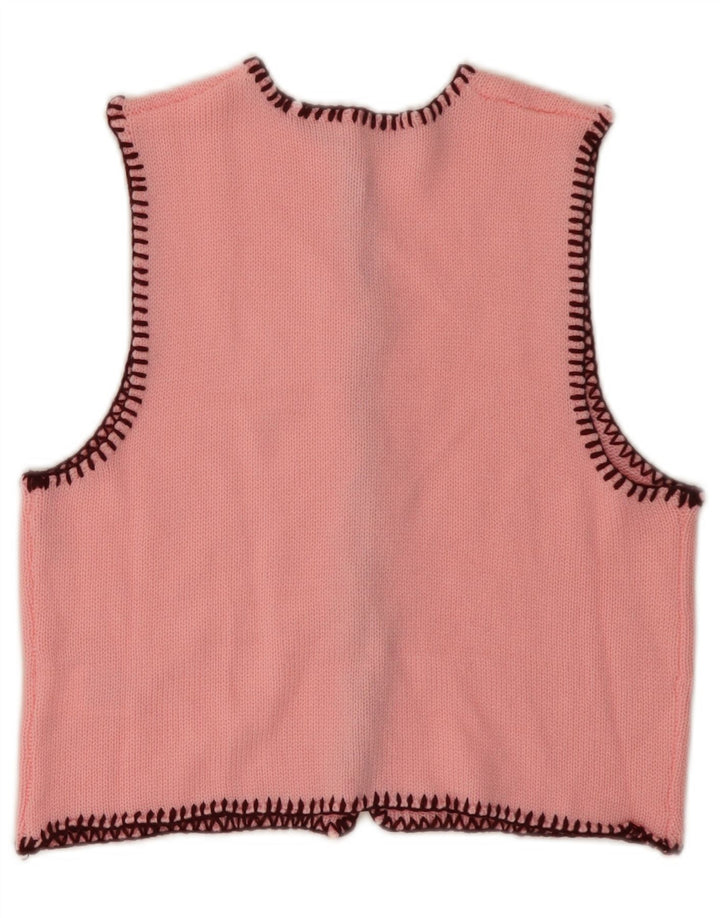 ВИНТАЖНЫЙ женский укороченный кардиган без рукавов, Великобритания, 6 XS, розовый акрил