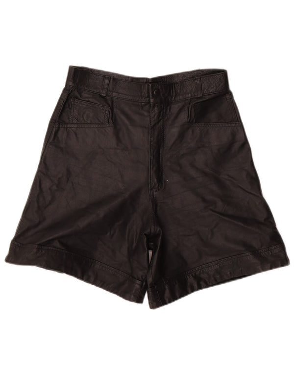 ВИНТАЖНЫЕ женские кожаные шорты с высокой талией W26, маленькие черные кожаные