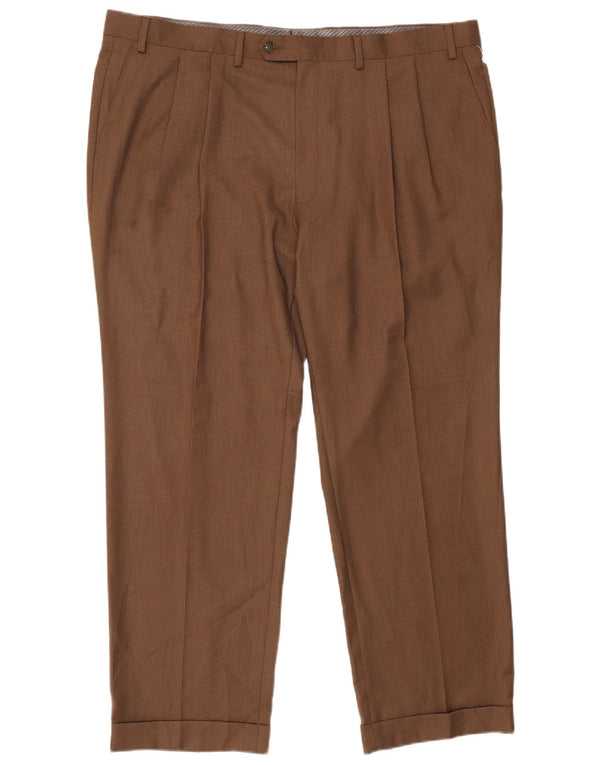 RALPH LAUREN Мужские костюмные брюки с привязкой W42 L30 Коричневые полиэстер