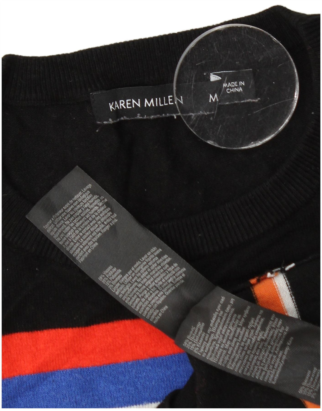 Женский джемпер с круглым вырезом Karen Millen UK 12, средний черный в полоску