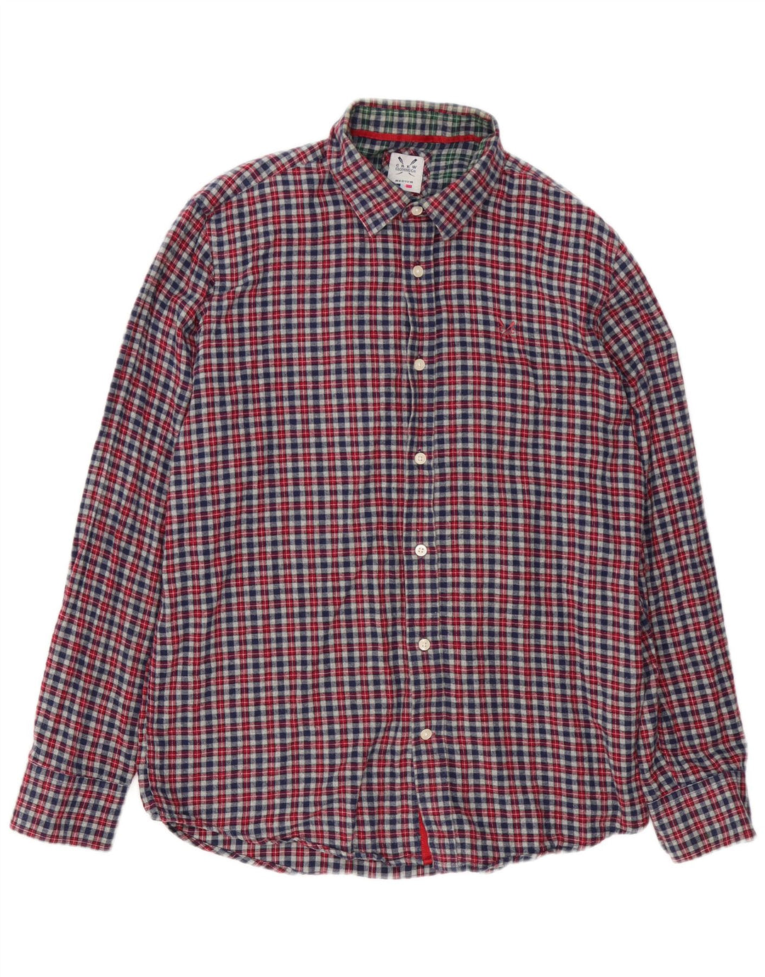 Crew Clothing Мужская фланелевая рубашка классического кроя среднего серого цвета в клетку из хлопка