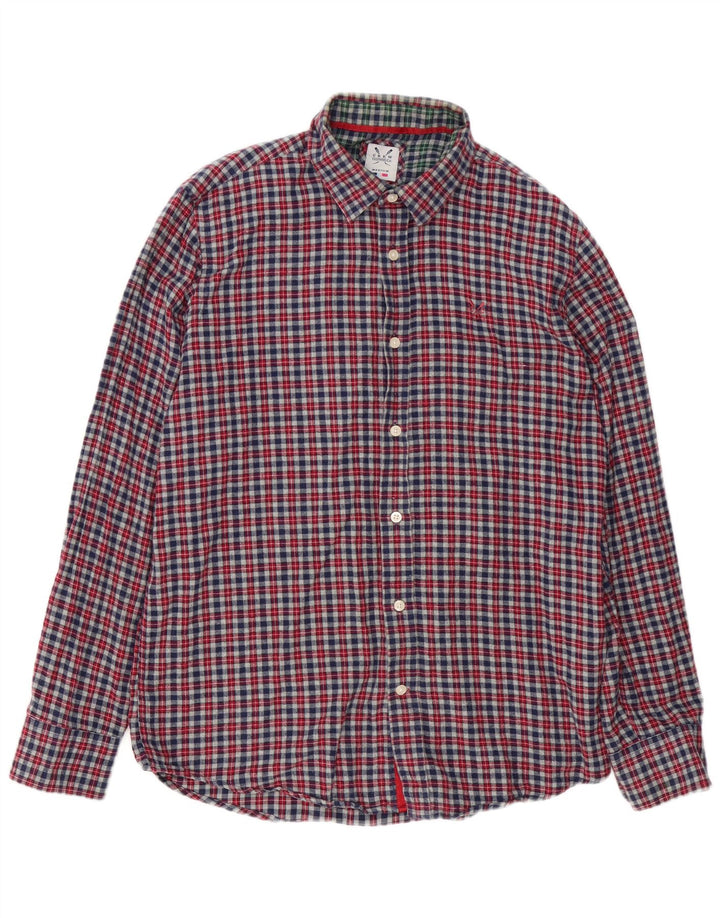 Crew Clothing Мужская фланелевая рубашка классического кроя среднего серого цвета в клетку из хлопка