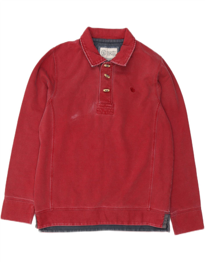 FAT FACE Мужской свитшот с воротником-поло с рисунком, джемпер среднего красного цвета, хлопок