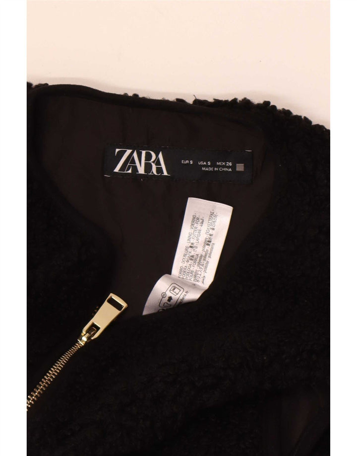 Женский свободный флисовый жилет Zara UK 10, маленький размер, черный полиэстер