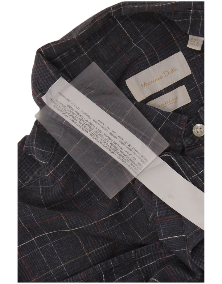 Мужская рубашка MASSIMO DUTTI XL, темно-синяя, хлопок с узором «гусиные лапки»