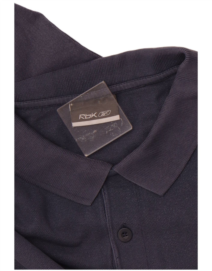 Мужская рубашка-поло REEBOK среднего размера, темно-синяя