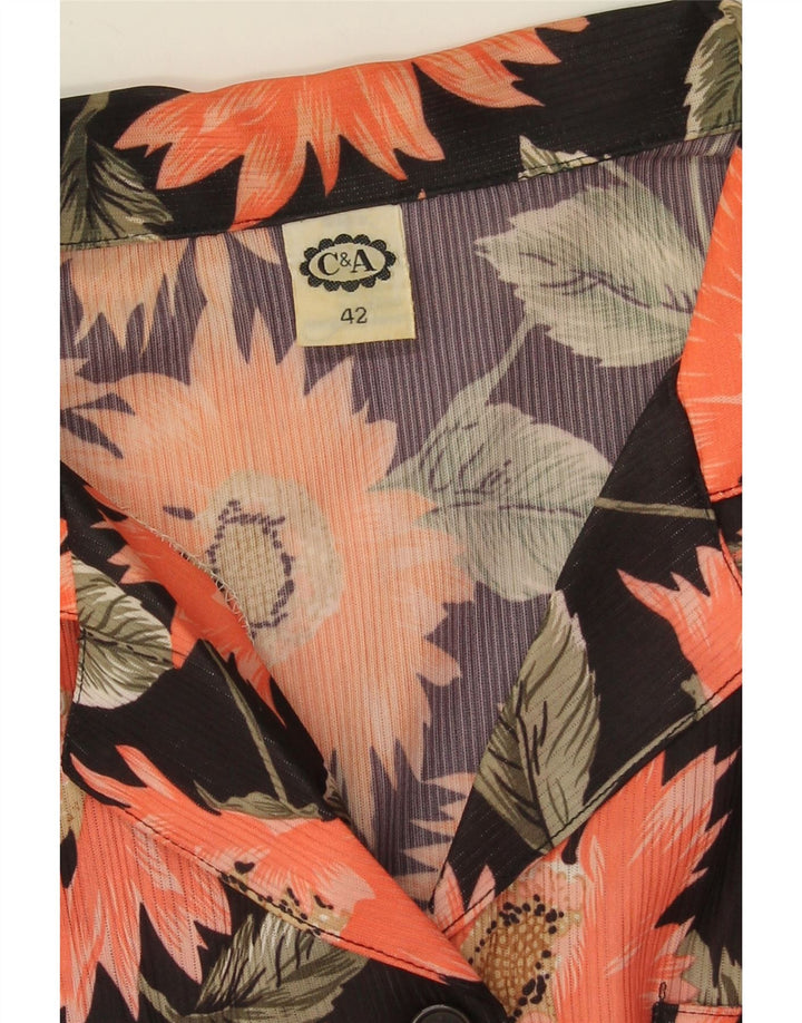 C&A Womens A-Line Dress EU 42 Large Black Floral Polyester Vintage C&A and Second-Hand C&A from Messina Hembry 