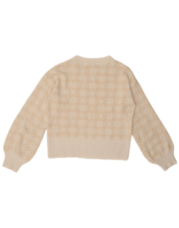 Джемпер с круглым вырезом Guess для девочек, свитер с абстрактным узором, 13–14 лет, бежевый