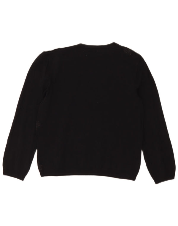 Женский укороченный джемпер с вырезом лодочкой Zara UK 12, средний черный вискозный цветочный принт