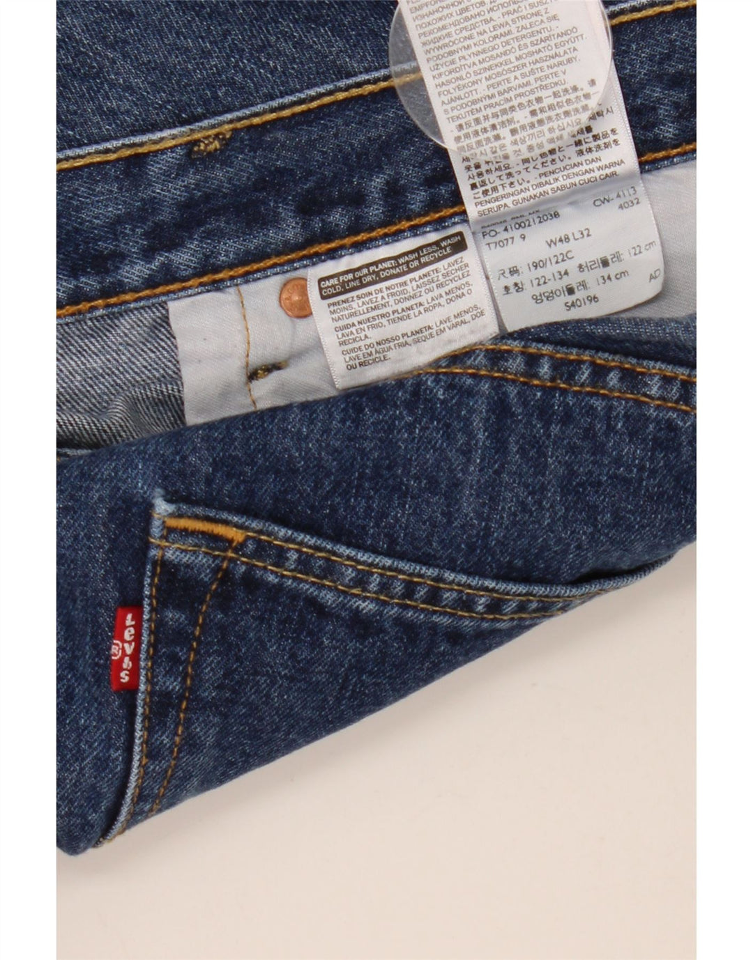 Мужские прямые джинсы Levi's W48 L32 синие, хлопок
