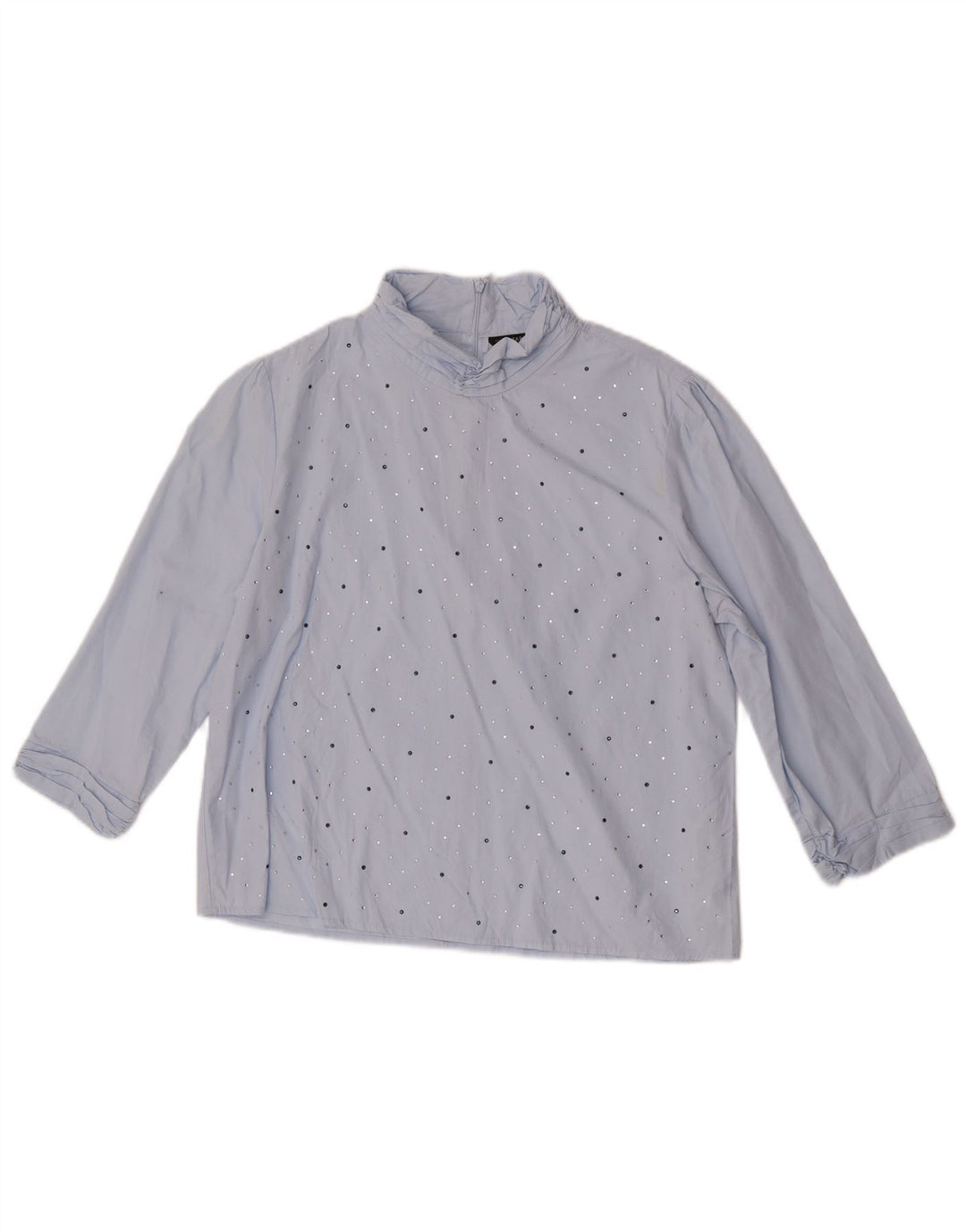 Женская блузка с рукавом 3/4 Zara, Великобритания 14, средний синий хлопок