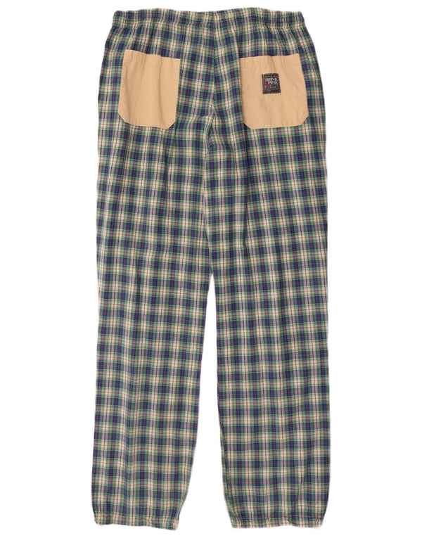 THINK PINK Женские повседневные брюки с графическим рисунком UK 16, большие W34 L32, синяя клетка