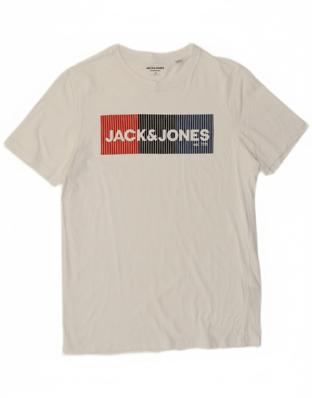 JACK & JONES Mens Graphic T-Shirt Top Medium White Cotton