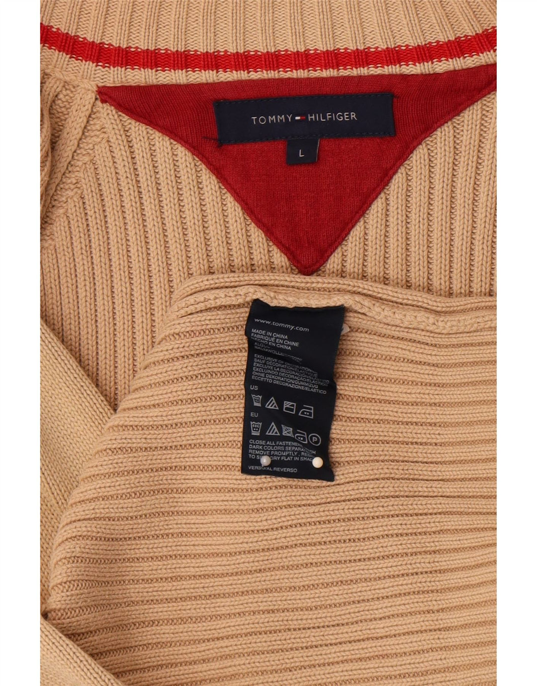 Мужской кардиган Tommy Hilfiger, большой бежевый хлопковый свитер