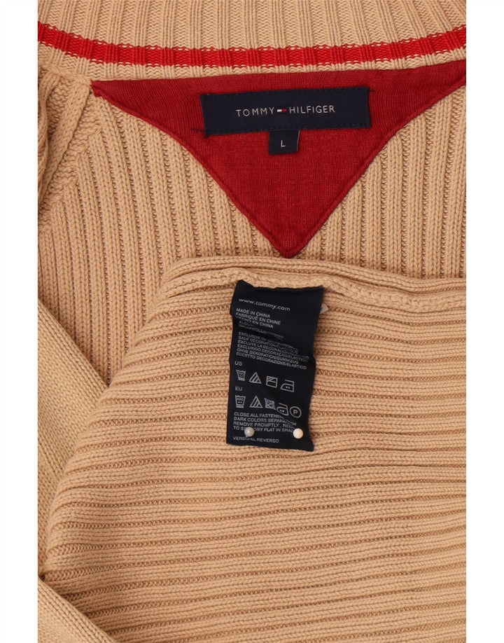 Мужской кардиган Tommy Hilfiger, большой бежевый хлопковый свитер