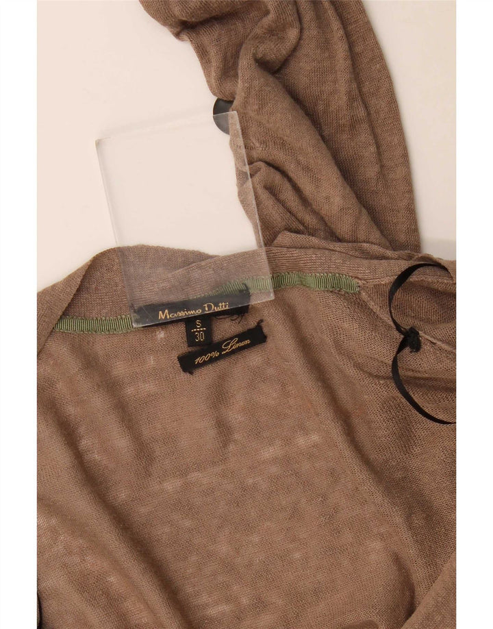 Женский кардиган Massimo Dutti UK 10, маленький коричневый льняной свитер