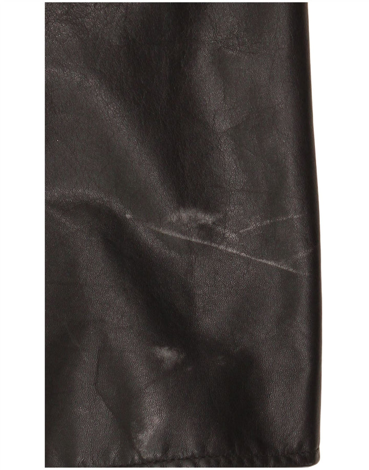 Винтажное мужское кожаное пальто IT 54 2XL Черное кожаное