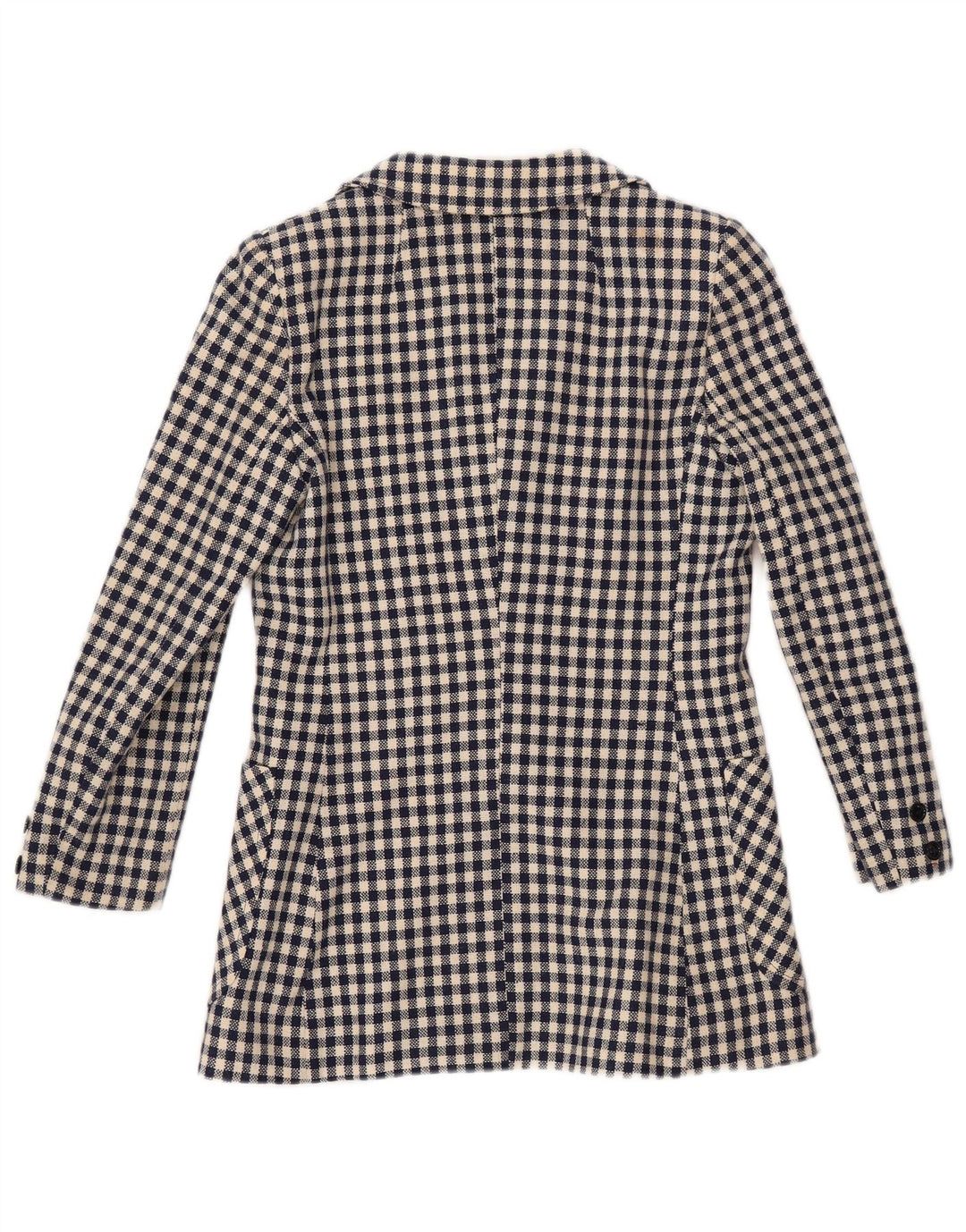 ВИНТАЖНЫЙ женский пиджак на 3 пуговицах, Великобритания, 10 маленьких размеров, темно-синий в клетку