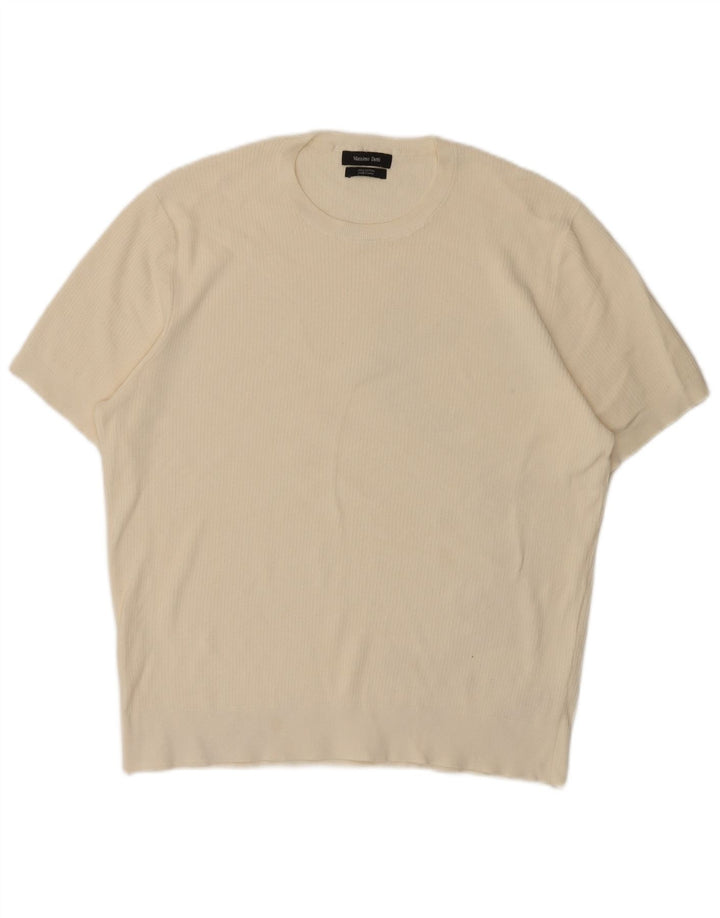 Massimo Dutti Мужская футболка с коротким рукавом, большой белый хлопок