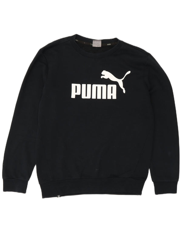 Мужской свитшот с рисунком Puma, маленький черный хлопковый спортивный джемпер