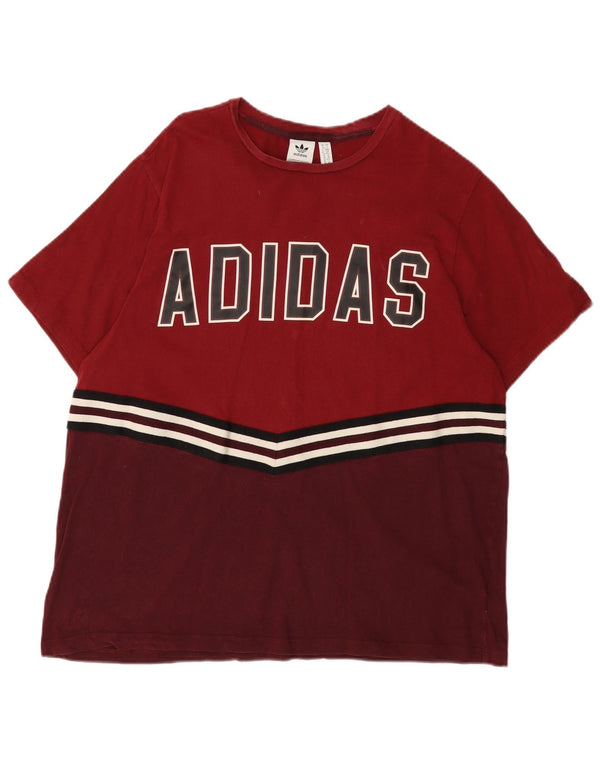 Женская футболка с рисунком ADIDAS Top UK Small 10 Burgundy Colourblock